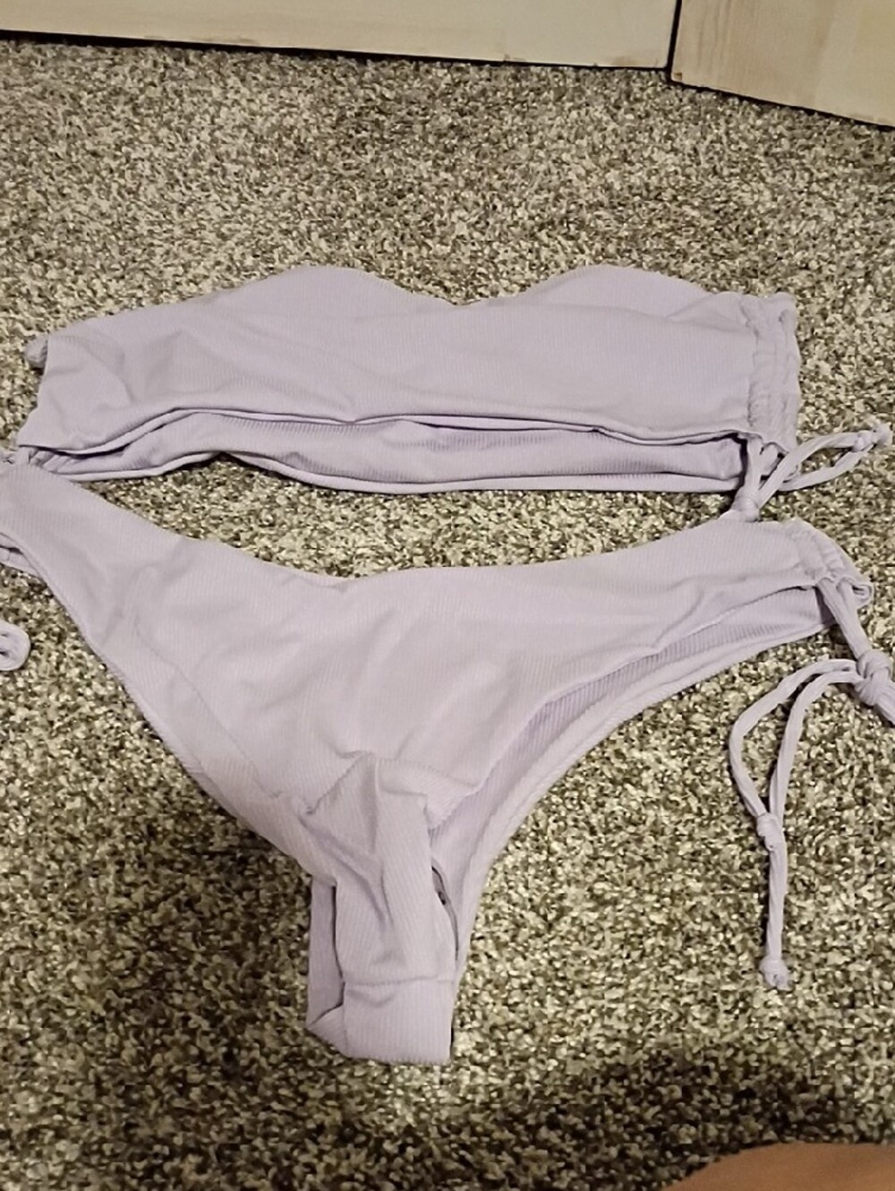 Lilac Ribbed Strapless Bikini Set - Picture 6 of 7